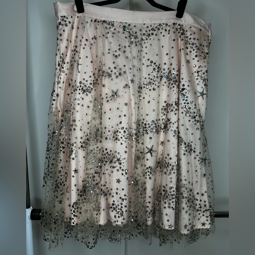 Sequin Star Glitter Embellished Baby Pink Midi